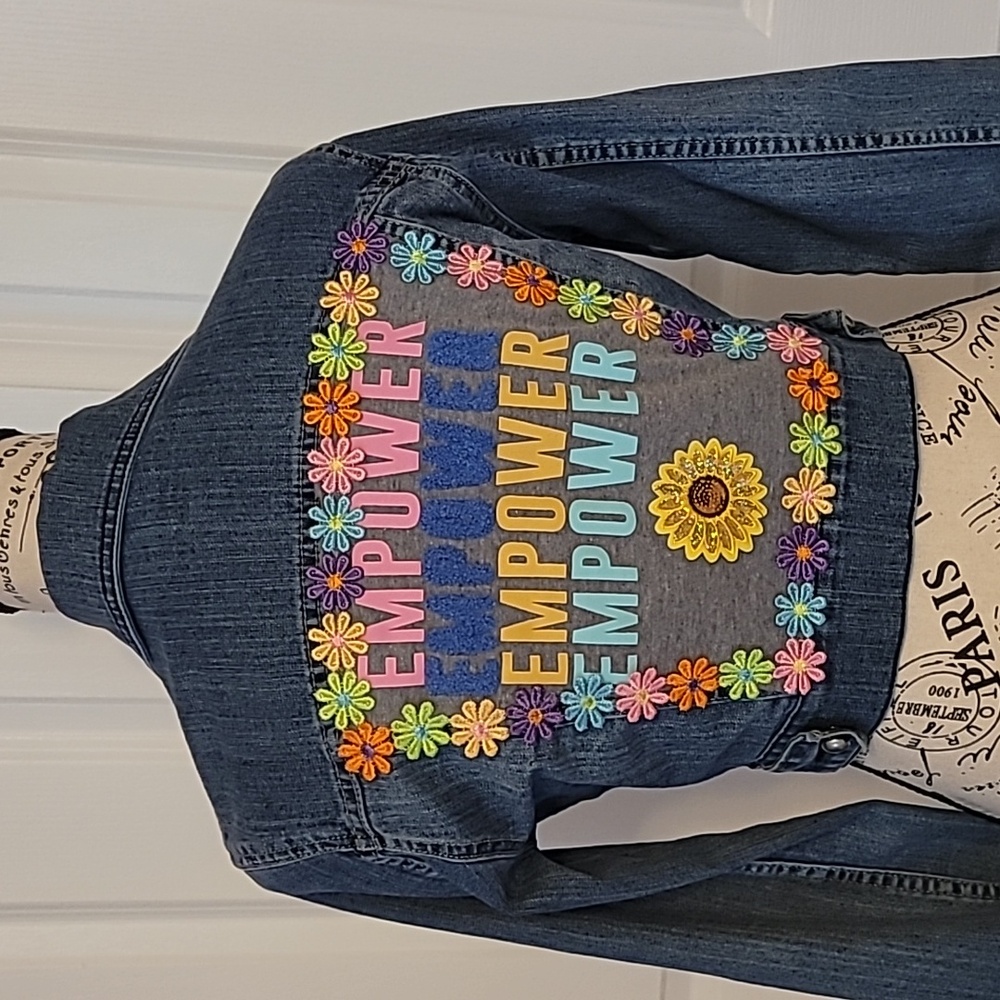 Fabulous EMPOWER cropped denim jacket Refashioned